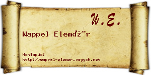 Wappel Elemér névjegykártya
